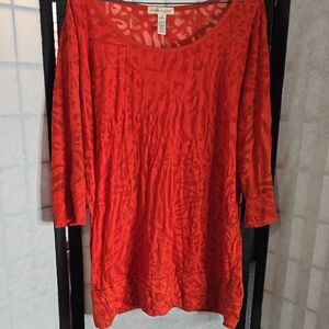 Women's Orange Patterned Top